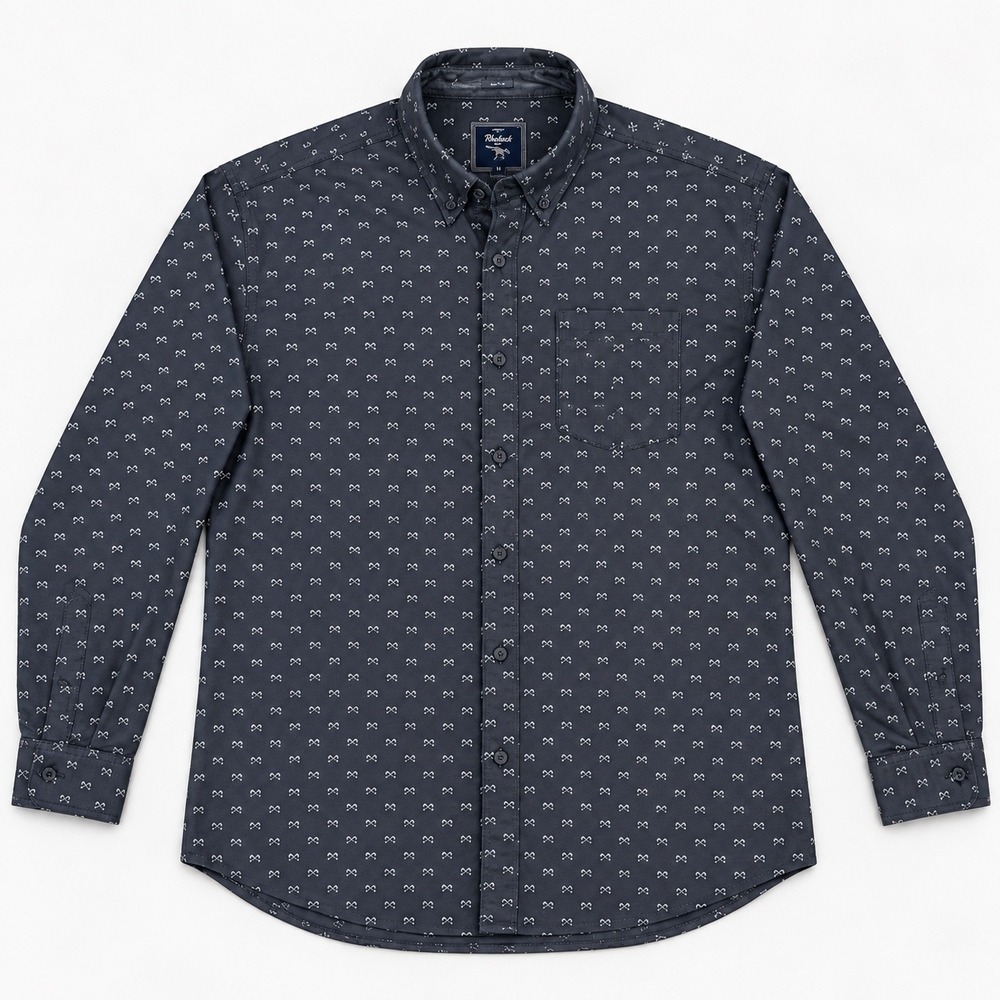 Artistry in Motion Mens Slim Fit Button Down Shirt Gray Geometric Print Large